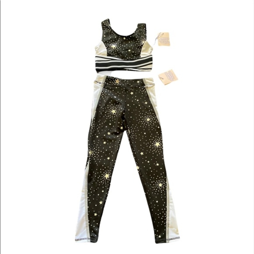 Target/More Thank Magic Black and Sliver 2 Piece Activewear Bra and Leggings